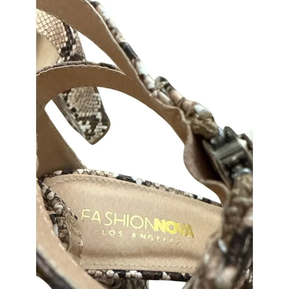 Women's 7 Snake Print Ankle Strap Block Heel Sandal Feminine Mobwife‎ Office Y2K